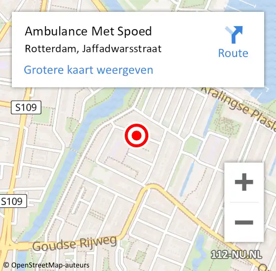 Locatie op kaart van de 112 melding: Ambulance Met Spoed Naar Rotterdam, Jaffadwarsstraat op 25 juni 2018 00:09