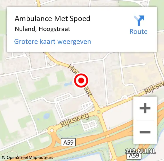 Locatie op kaart van de 112 melding: Ambulance Met Spoed Naar Nuland, Hoogstraat op 25 juni 2018 00:28