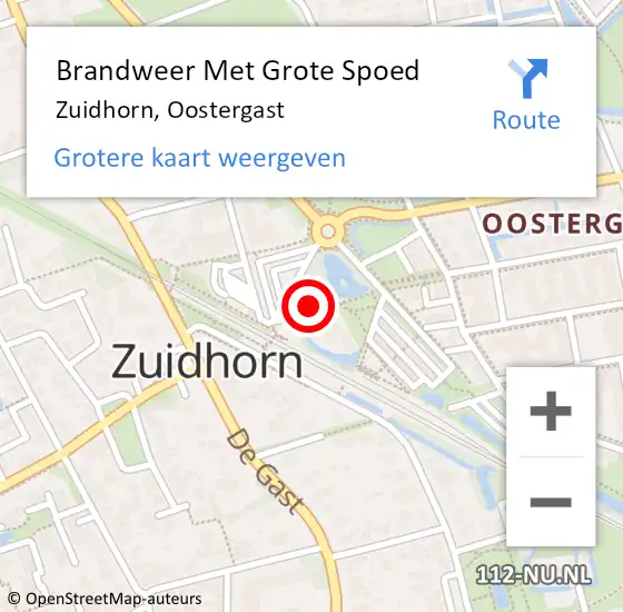 Locatie op kaart van de 112 melding: Brandweer Met Grote Spoed Naar Zuidhorn, Oostergast op 25 juni 2018 00:31