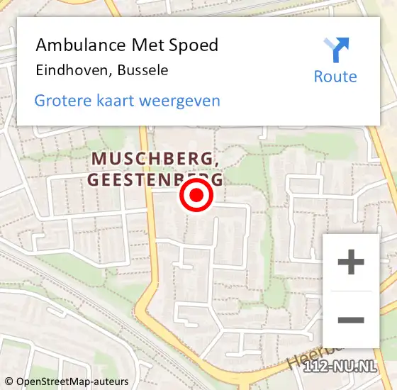 Locatie op kaart van de 112 melding: Ambulance Met Spoed Naar Eindhoven, Bussele op 25 juni 2018 00:38