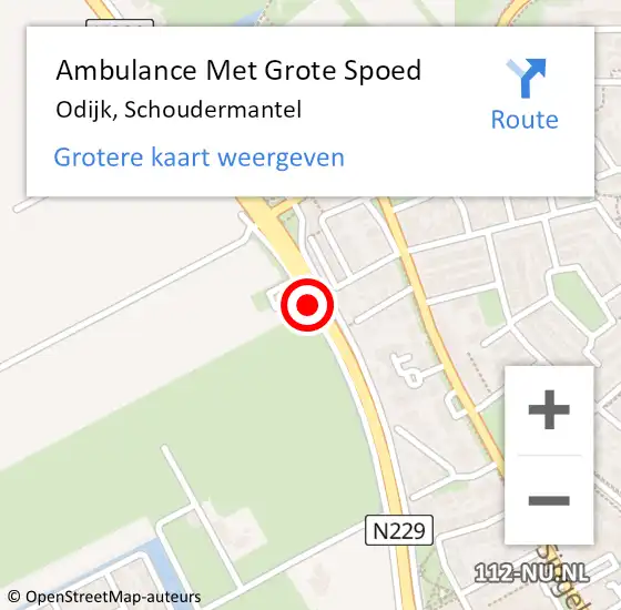 Locatie op kaart van de 112 melding: Ambulance Met Grote Spoed Naar Odijk, Schoudermantel op 25 juni 2018 00:53