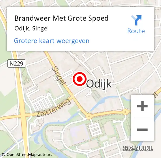 Locatie op kaart van de 112 melding: Brandweer Met Grote Spoed Naar Odijk, Singel op 25 juni 2018 01:01