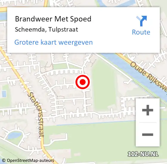 Locatie op kaart van de 112 melding: Brandweer Met Spoed Naar Scheemda, Tulpstraat op 25 juni 2018 01:06