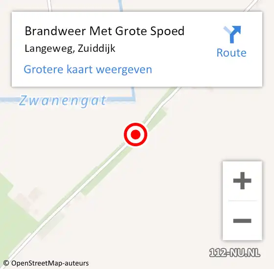 Locatie op kaart van de 112 melding: Brandweer Met Grote Spoed Naar Langeweg, Zuiddijk op 25 juni 2018 02:50