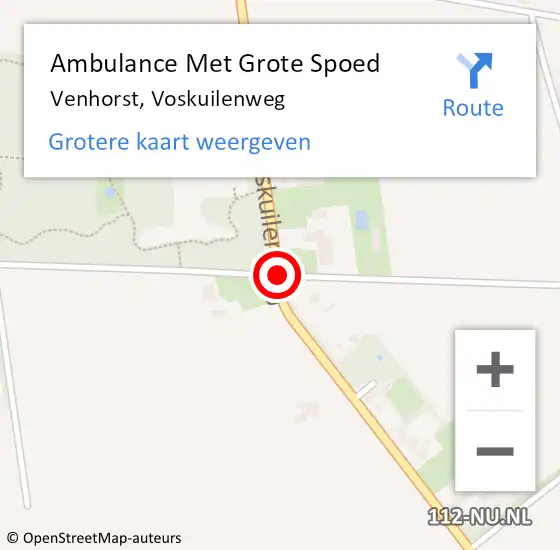 Locatie op kaart van de 112 melding: Ambulance Met Grote Spoed Naar Venhorst, Voskuilenweg op 25 juni 2018 03:11