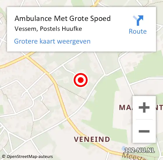 Locatie op kaart van de 112 melding: Ambulance Met Grote Spoed Naar Vessem, Postels Huufke op 25 juni 2018 03:57