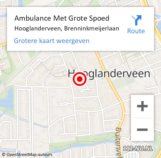 Locatie op kaart van de 112 melding: Ambulance Met Grote Spoed Naar Hooglanderveen, Brenninkmeijerlaan op 25 juni 2018 04:28