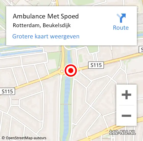 Locatie op kaart van de 112 melding: Ambulance Met Spoed Naar Rotterdam, Beukelsdijk op 25 juni 2018 05:32