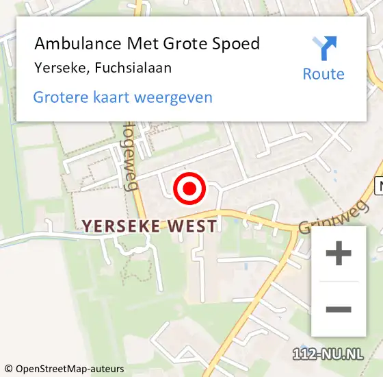 Locatie op kaart van de 112 melding: Ambulance Met Grote Spoed Naar Yerseke, Fuchsialaan op 25 juni 2018 05:46