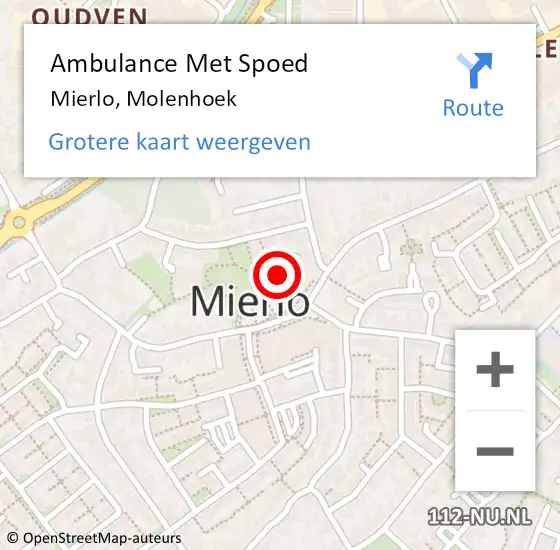 Locatie op kaart van de 112 melding: Ambulance Met Spoed Naar Mierlo, Molenhoek op 25 juni 2018 06:23