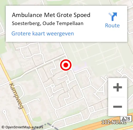 Locatie op kaart van de 112 melding: Ambulance Met Grote Spoed Naar Soesterberg, Oude Tempellaan op 25 juni 2018 06:25