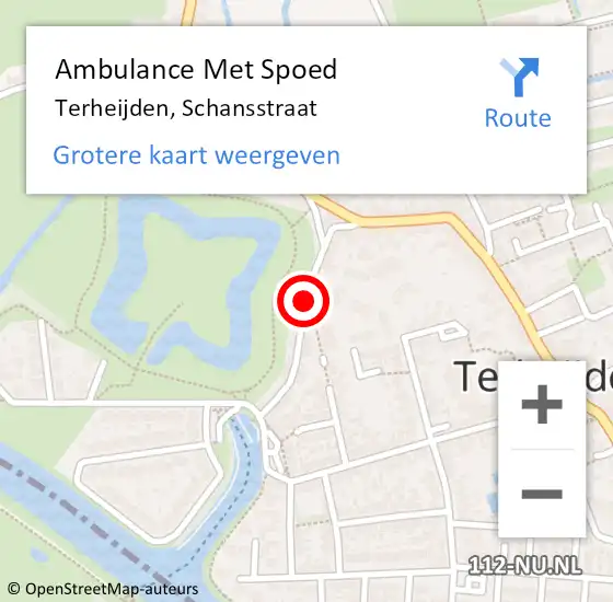 Locatie op kaart van de 112 melding: Ambulance Met Spoed Naar Terheijden, Schansstraat op 25 juni 2018 06:54