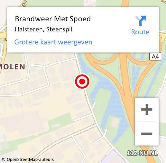 Locatie op kaart van de 112 melding: Brandweer Met Spoed Naar Halsteren, Steenspil op 25 juni 2018 07:27