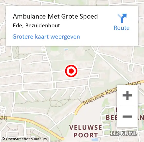 Locatie op kaart van de 112 melding: Ambulance Met Grote Spoed Naar Ede, Bezuidenhout op 25 juni 2018 07:59