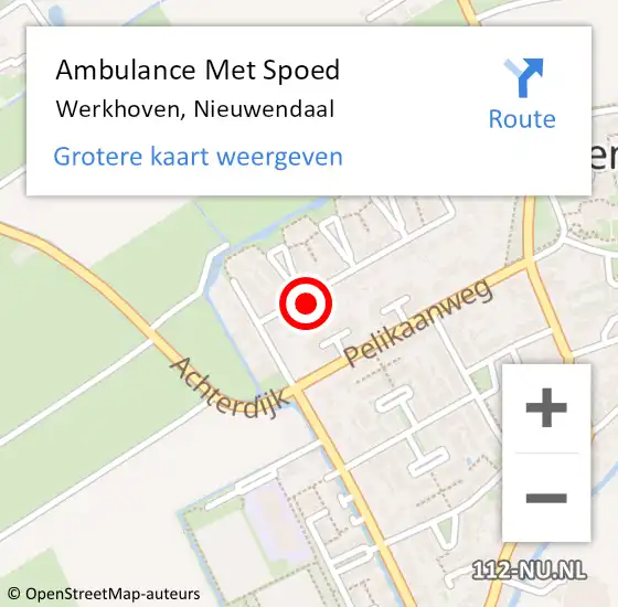 Locatie op kaart van de 112 melding: Ambulance Met Spoed Naar Werkhoven, Nieuwendaal op 25 juni 2018 08:18