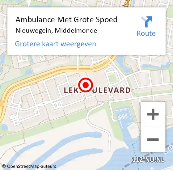 Locatie op kaart van de 112 melding: Ambulance Met Grote Spoed Naar Nieuwegein, Middelmonde op 25 juni 2018 08:49