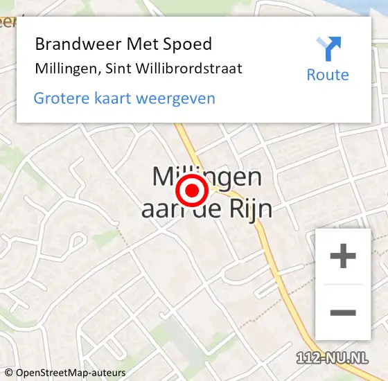 Locatie op kaart van de 112 melding: Brandweer Met Spoed Naar Millingen, Sint Willibrordstraat op 25 juni 2018 09:34