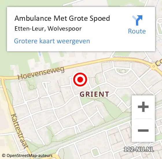 Locatie op kaart van de 112 melding: Ambulance Met Grote Spoed Naar Etten-Leur, Wolvespoor op 25 juni 2018 10:04