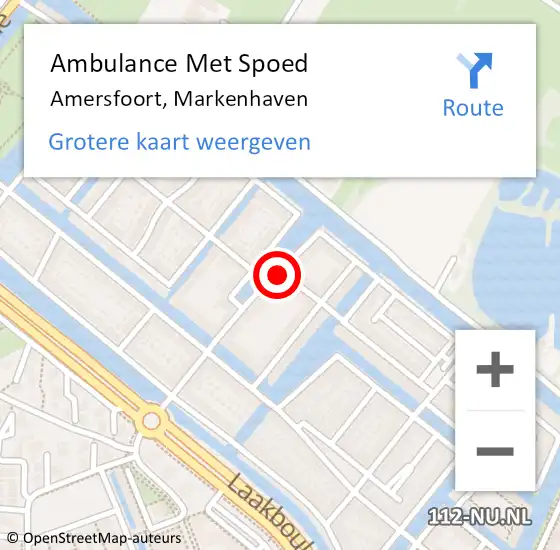 Locatie op kaart van de 112 melding: Ambulance Met Spoed Naar Amersfoort, Markenhaven op 25 juni 2018 10:10