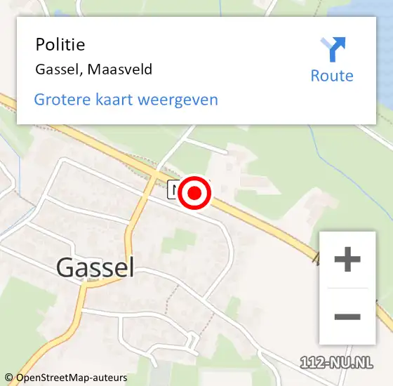 Locatie op kaart van de 112 melding: Politie Gassel, Maasveld op 25 juni 2018 10:29