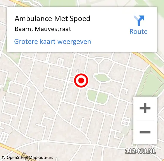 Locatie op kaart van de 112 melding: Ambulance Met Spoed Naar Baarn, Mauvestraat op 25 juni 2018 10:29