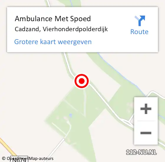Locatie op kaart van de 112 melding: Ambulance Met Spoed Naar Cadzand, Vierhonderdpolderdijk op 25 juni 2018 10:37