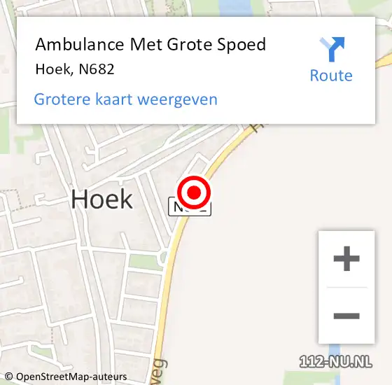 Locatie op kaart van de 112 melding: Ambulance Met Grote Spoed Naar Hoek, N682 op 25 juni 2018 10:40
