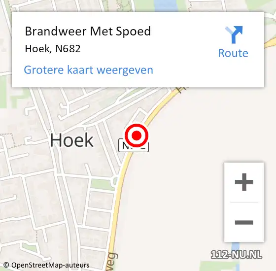 Locatie op kaart van de 112 melding: Brandweer Met Spoed Naar Hoek, N682 op 25 juni 2018 10:51