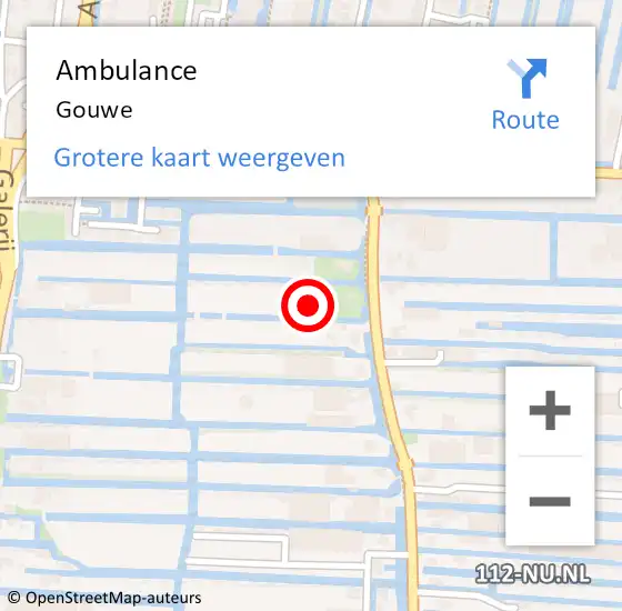 Locatie op kaart van de 112 melding: Ambulance Gouwe op 25 juni 2018 11:01