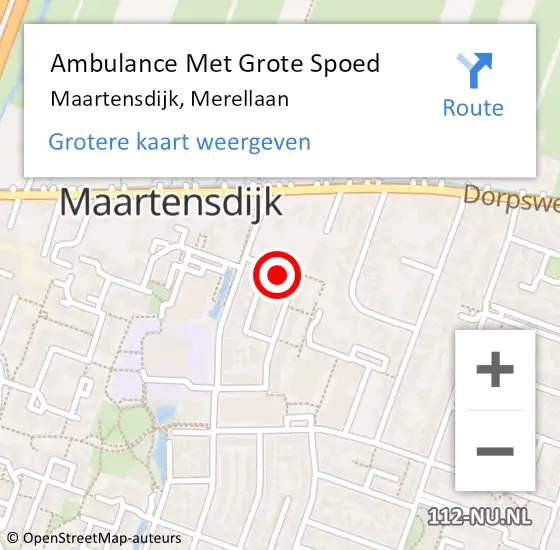 Locatie op kaart van de 112 melding: Ambulance Met Grote Spoed Naar Maartensdijk, Merellaan op 25 juni 2018 11:08