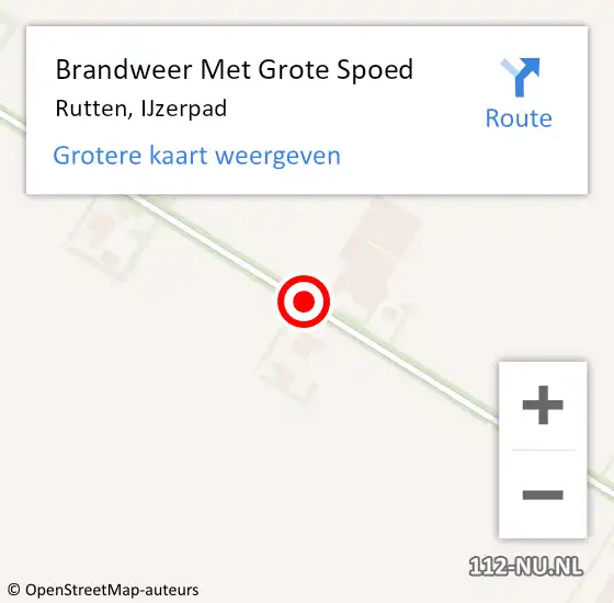 Locatie op kaart van de 112 melding: Brandweer Met Grote Spoed Naar Rutten, IJzerpad op 25 juni 2018 11:09