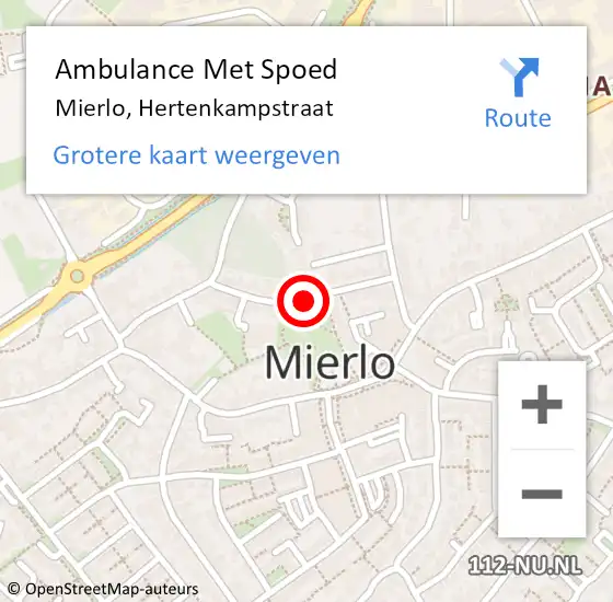 Locatie op kaart van de 112 melding: Ambulance Met Spoed Naar Mierlo, Hertenkampstraat op 25 juni 2018 11:38