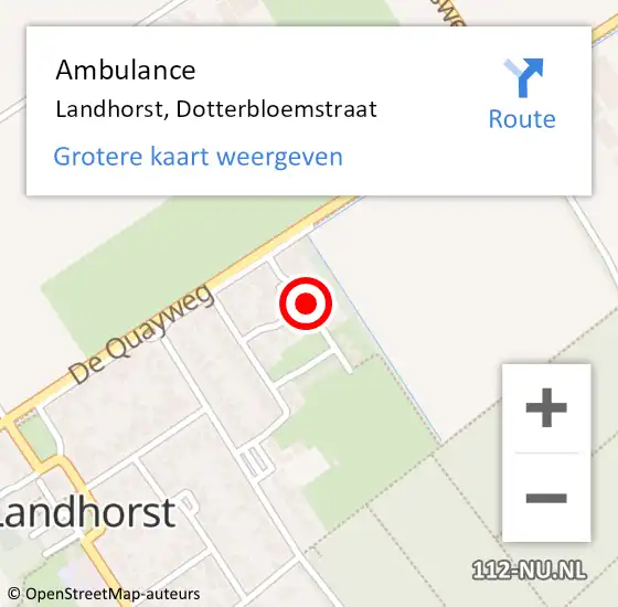 Locatie op kaart van de 112 melding: Ambulance Landhorst, Dotterbloemstraat op 25 juni 2018 12:33