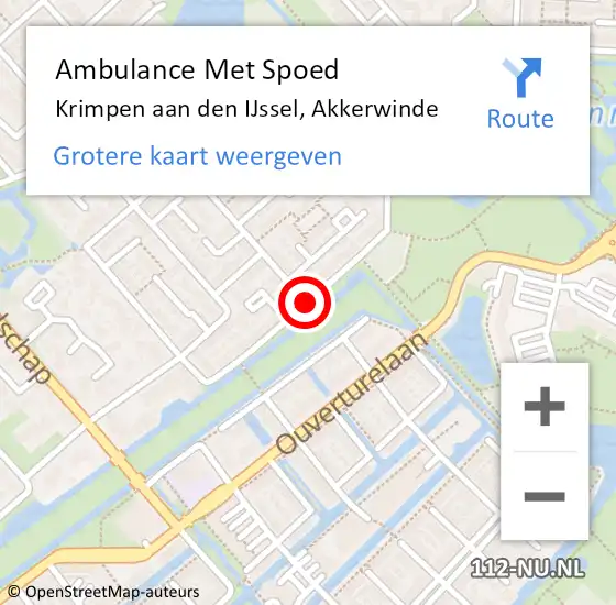 Locatie op kaart van de 112 melding: Ambulance Met Spoed Naar Krimpen aan den IJssel, Akkerwinde op 25 juni 2018 12:38