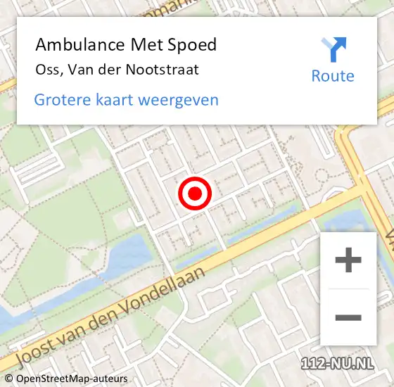 Locatie op kaart van de 112 melding: Ambulance Met Spoed Naar Oss, Van der Nootstraat op 25 juni 2018 12:49