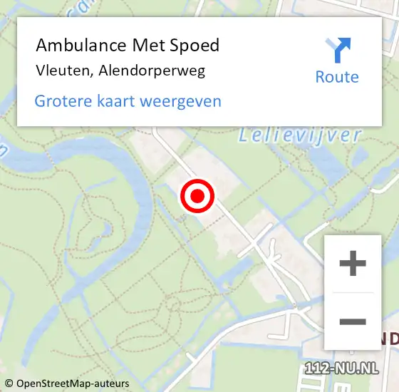 Locatie op kaart van de 112 melding: Ambulance Met Spoed Naar Vleuten, Alendorperweg op 25 juni 2018 12:50