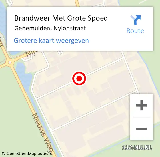 Locatie op kaart van de 112 melding: Brandweer Met Grote Spoed Naar Genemuiden, Nylonstraat op 25 juni 2018 13:30