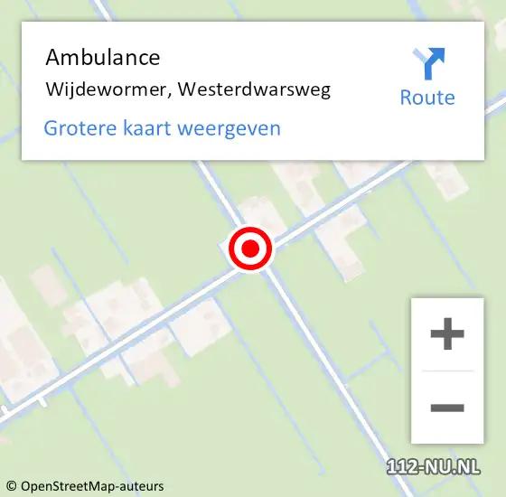 Locatie op kaart van de 112 melding: Ambulance Wijdewormer, Westerdwarsweg op 25 juni 2018 13:39