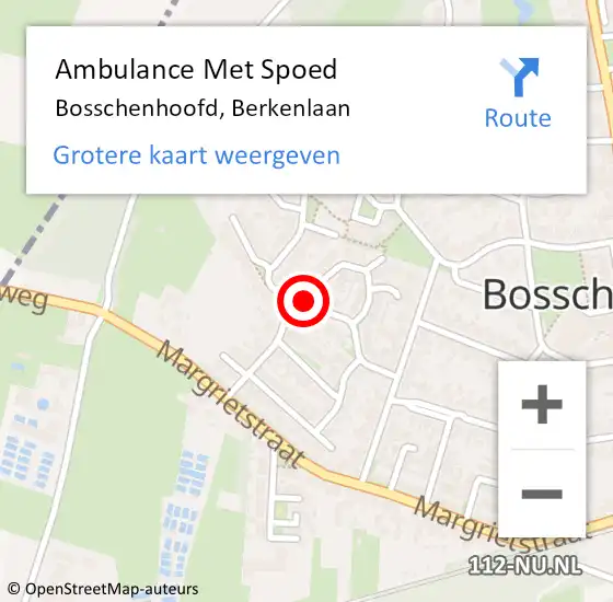 Locatie op kaart van de 112 melding: Ambulance Met Spoed Naar Bosschenhoofd, Berkenlaan op 25 juni 2018 13:48