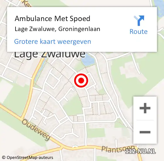 Locatie op kaart van de 112 melding: Ambulance Met Spoed Naar Lage Zwaluwe, Groningenlaan op 25 juni 2018 13:50