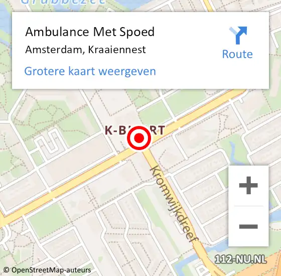 Locatie op kaart van de 112 melding: Ambulance Met Spoed Naar Amsterdam, Kraaiennest op 25 juni 2018 13:50