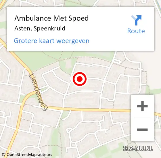 Locatie op kaart van de 112 melding: Ambulance Met Spoed Naar Asten, Speenkruid op 25 juni 2018 14:05