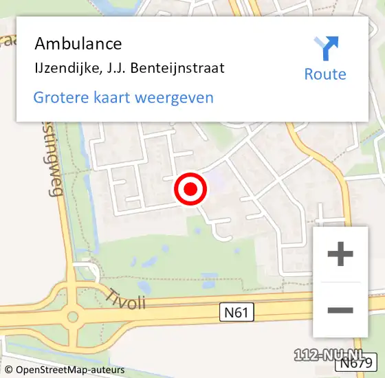 Locatie op kaart van de 112 melding: Ambulance IJzendijke, J.J. Benteijnstraat op 25 juni 2018 14:19