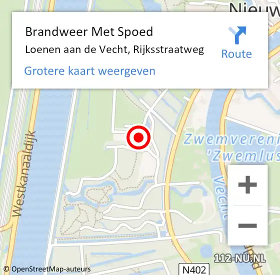 Locatie op kaart van de 112 melding: Brandweer Met Spoed Naar Loenen aan de Vecht, Rijksstraatweg op 25 juni 2018 14:38