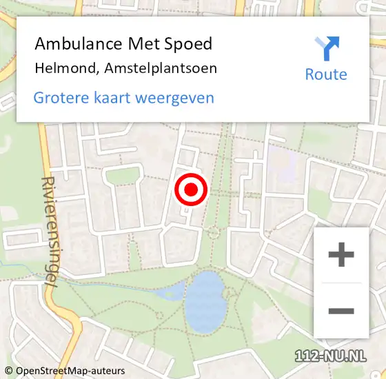 Locatie op kaart van de 112 melding: Ambulance Met Spoed Naar Helmond, Amstelplantsoen op 25 juni 2018 15:12