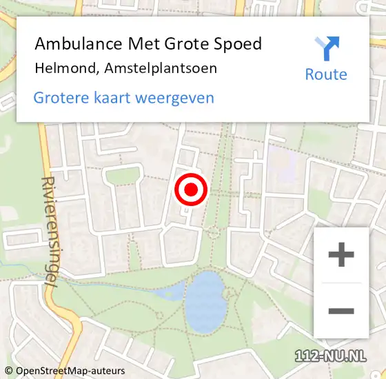 Locatie op kaart van de 112 melding: Ambulance Met Grote Spoed Naar Helmond, Amstelplantsoen op 25 juni 2018 15:14