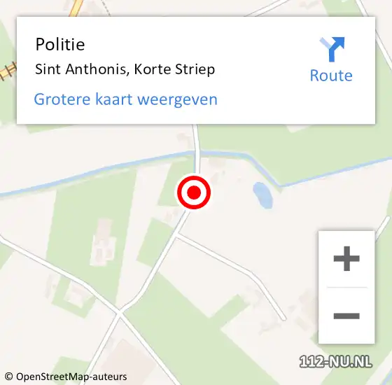 Locatie op kaart van de 112 melding: Politie Sint Anthonis, Korte Striep op 25 juni 2018 15:17