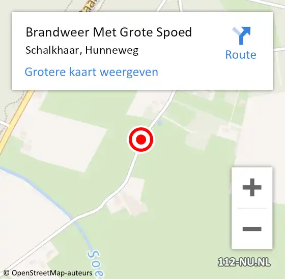 Locatie op kaart van de 112 melding: Brandweer Met Grote Spoed Naar Schalkhaar, Hunneweg op 25 juni 2018 15:38