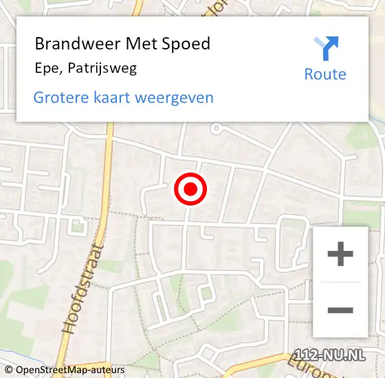 Locatie op kaart van de 112 melding: Brandweer Met Spoed Naar Epe, Patrijsweg op 25 juni 2018 15:40