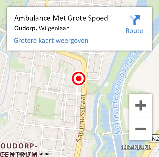 Locatie op kaart van de 112 melding: Ambulance Met Grote Spoed Naar Oudorp, Wilgenlaan op 25 juni 2018 15:55
